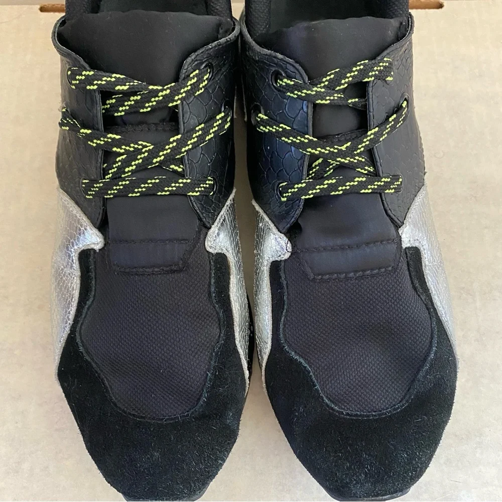 Steve Madden Men's Ridge Black & Silver Leather Sneakers Size 10M
